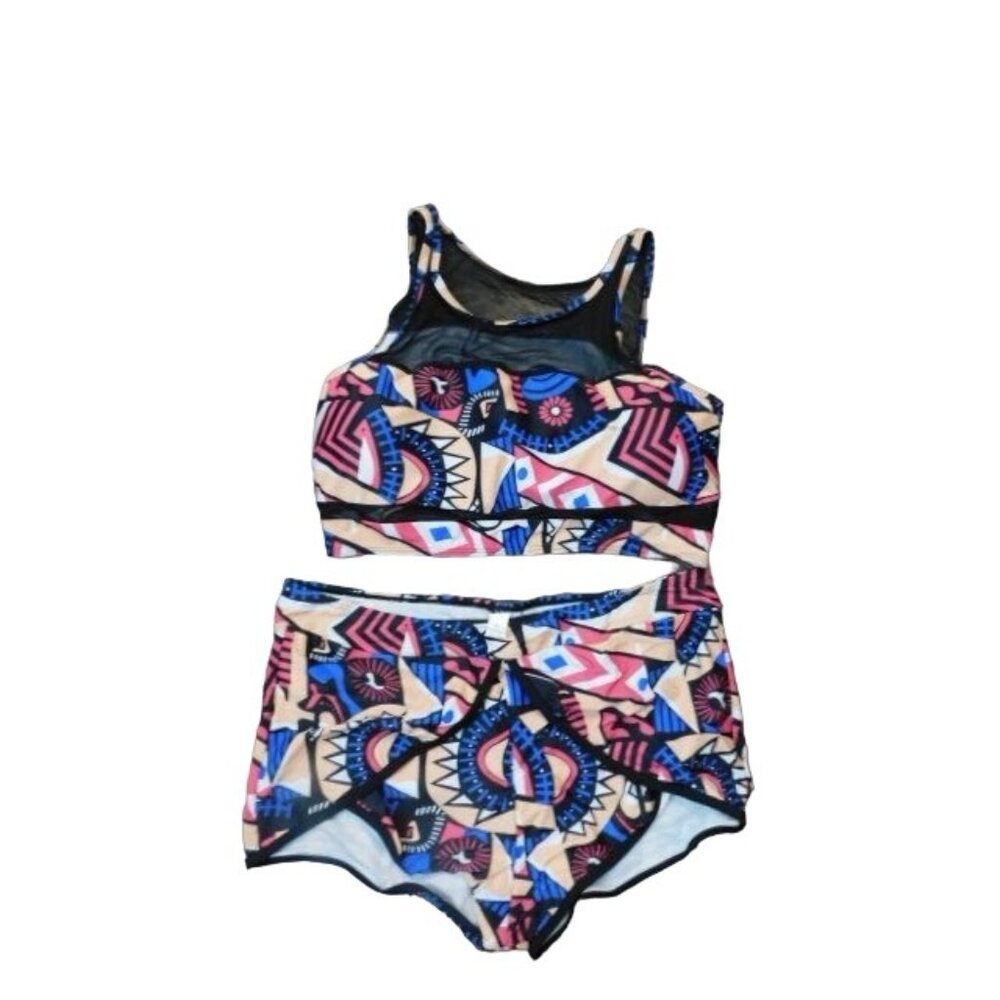 Plus Size 4XL 2 Piece Athletic Sporty Swimsuit Swim NEW